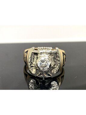 Masonic Ring 13kt Yellow Gold Diamond 0.65ct Statement Cocktail Unisex Size 8